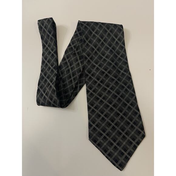 VTG Giorgio Armani Cravatte 100% Silk Black And Gray - Picture 2 of 3
